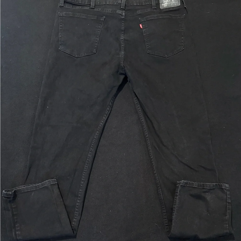 Levis 502 Jeans Mens 40x36 Black‎ Denim Zip Fly Red Tab